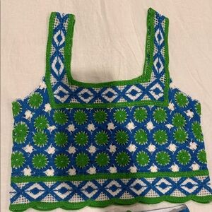 Chelsea & Violet Blue and Green Crochet Top & Skirt set